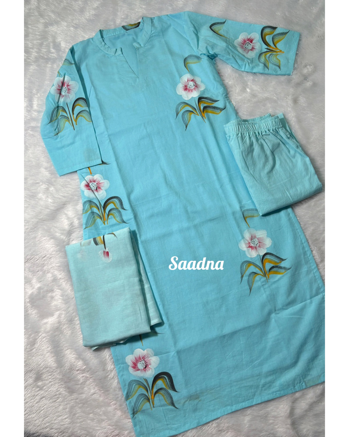 Blue Hand paint Cotton Set