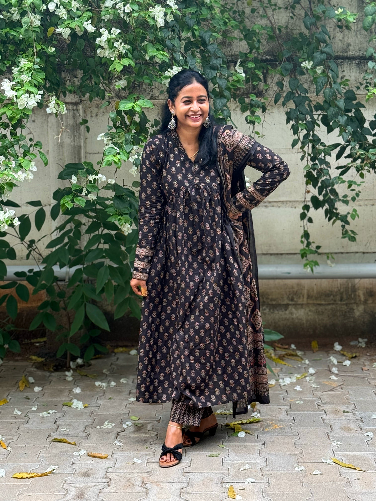 Black Alia Cut Anarkali Set