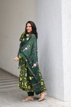 Green Cotton Anarkali Set
