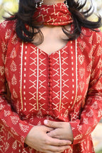 Red full sleeves Anarkali Set