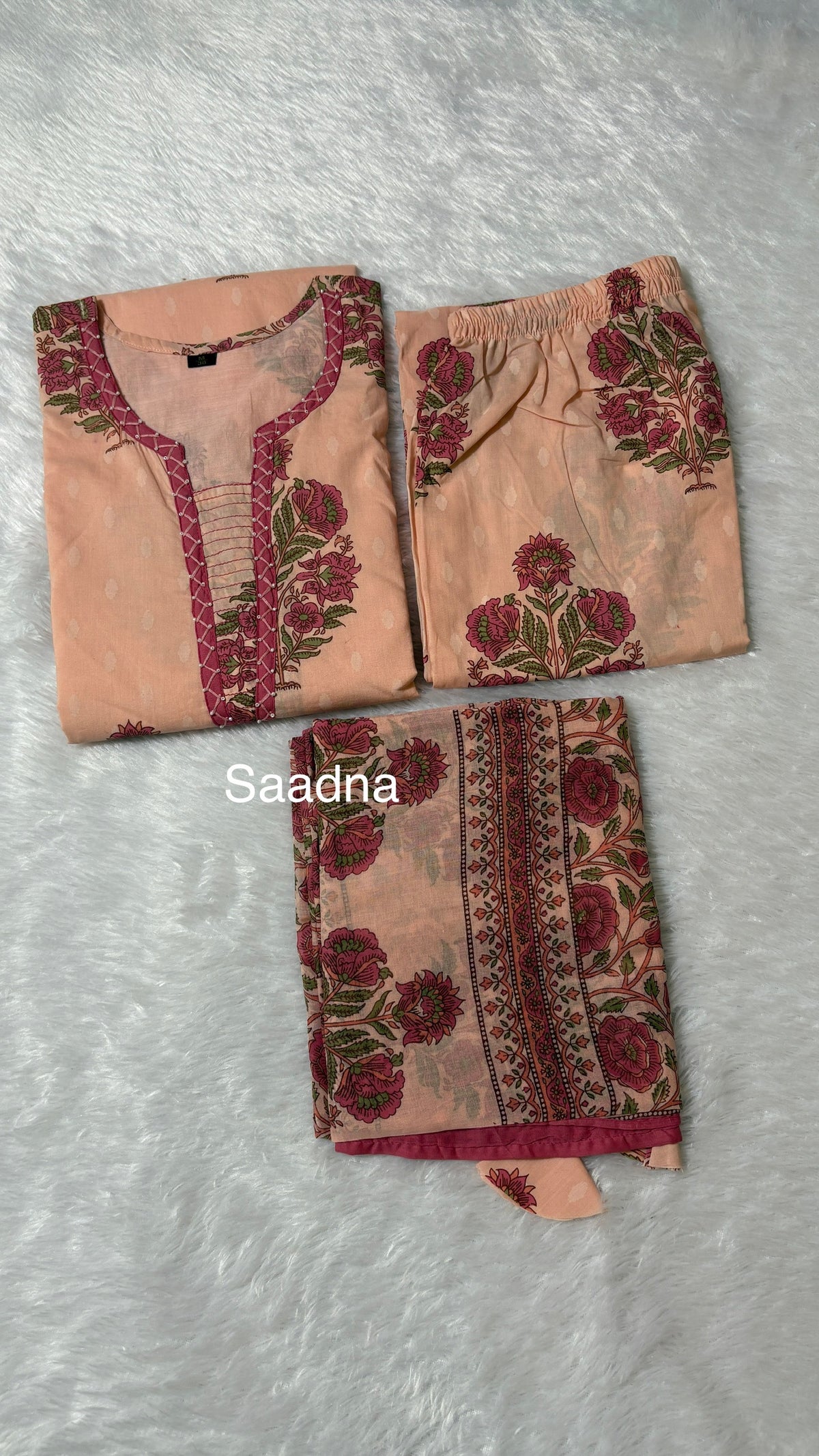 Peach Floral Cotton Set
