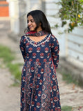 Double Ajrakh Anarkali Set