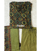 Green Ajrakh Anarkali set