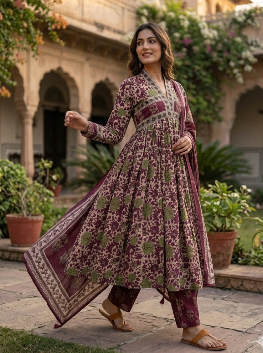 Alia cut Full Sleeves Anarkali Set
