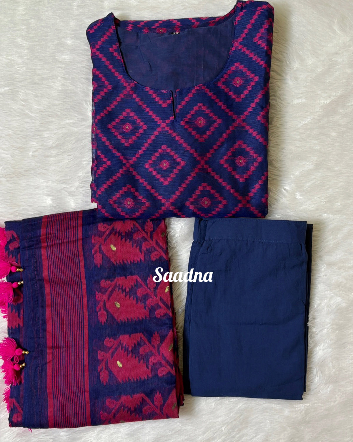 Pink Purple Jamdani set