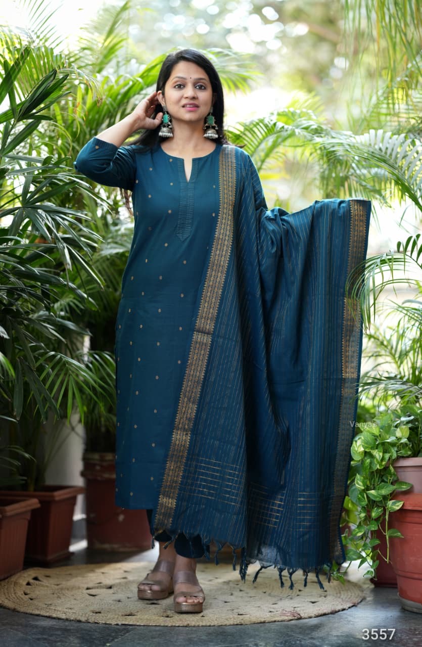 Chettinad Blue Handloom cotton Salwar set