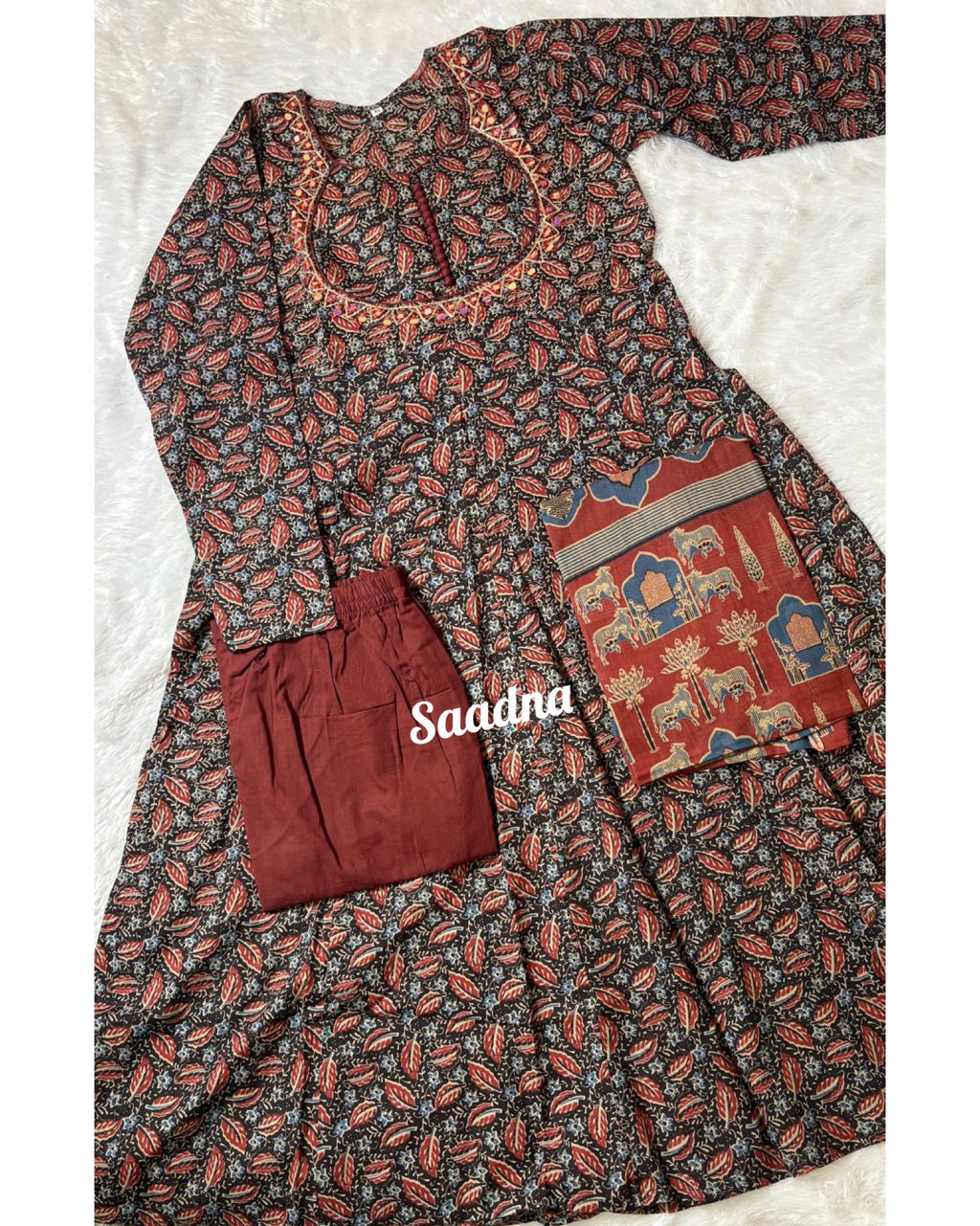 Designer Cotton Anarkali Set