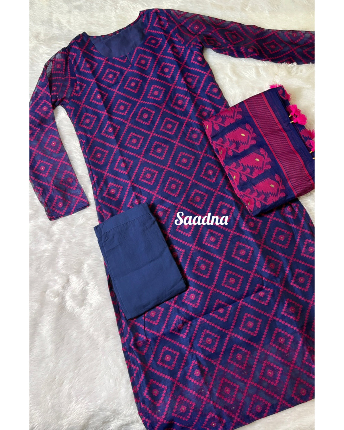 Pink Purple Jamdani set