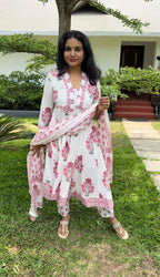 White floral Anarkali set