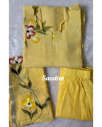 Hand paint Linen Salwar set