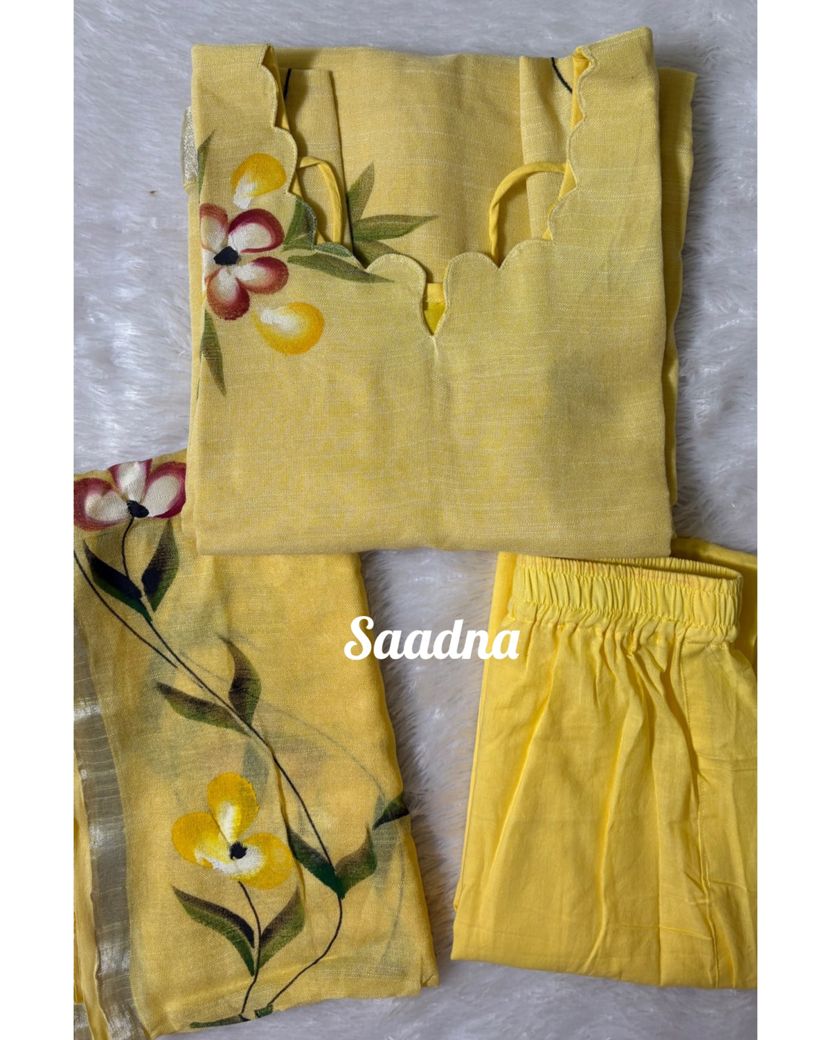 Hand paint Linen Salwar set