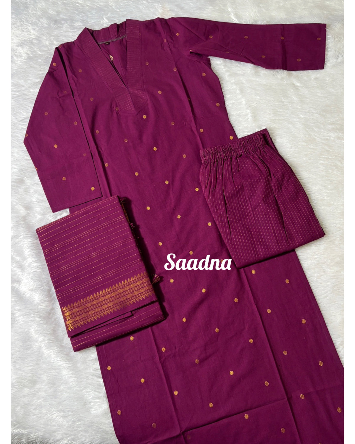 Chettinad Wine handloom Cotton salwar set