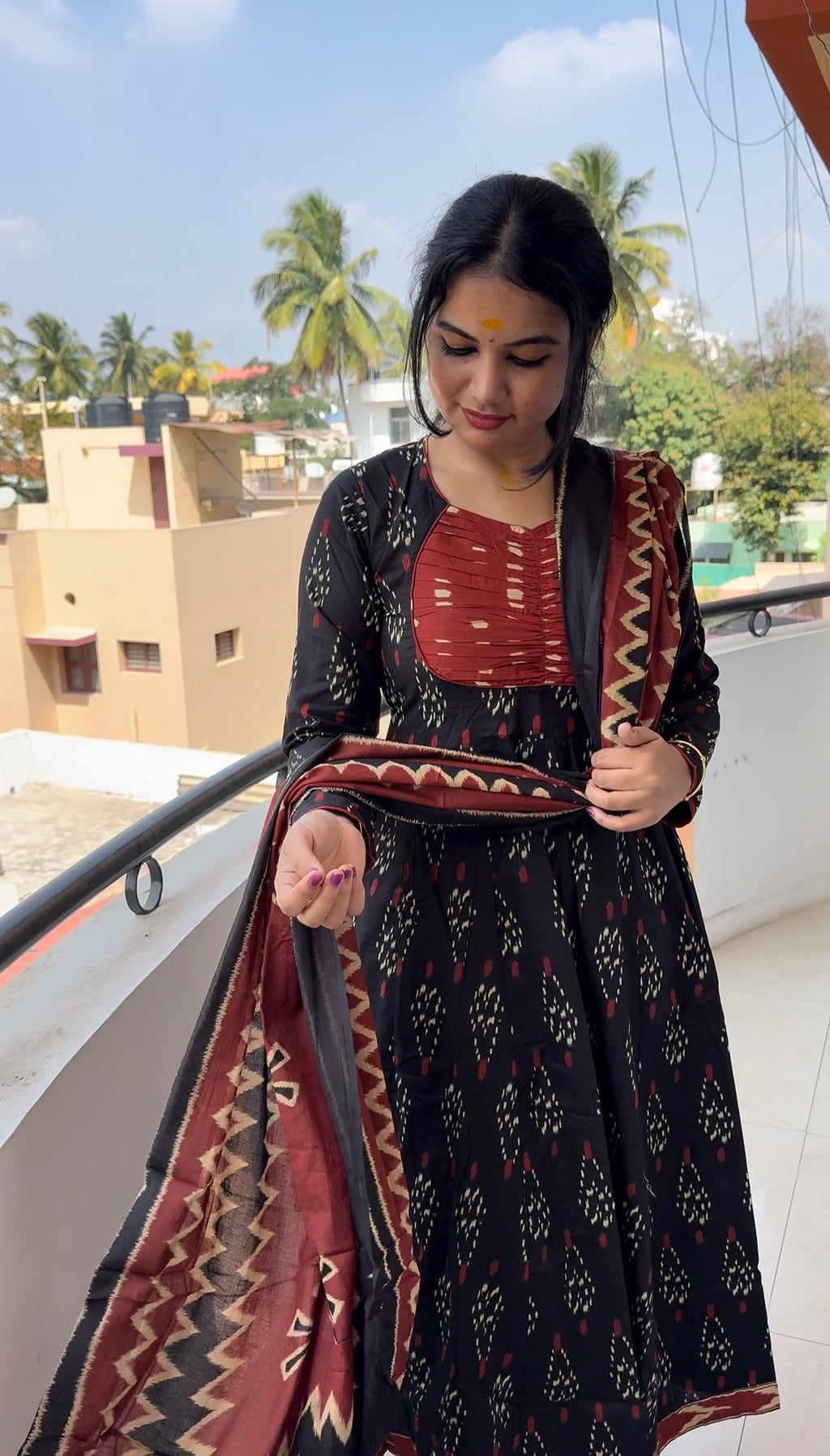 Black Ikkat Anarkali