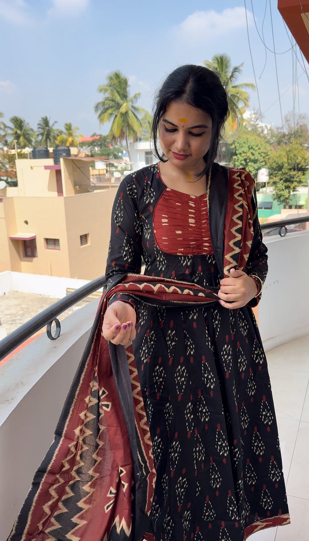 Black Ikkat Anarkali
