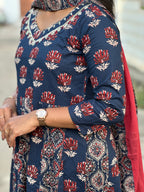 Double Ajrakh Anarkali Set