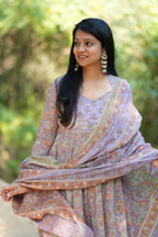 Grey lavender Anarkali set