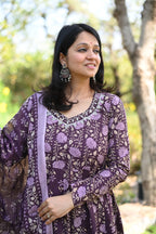 Wine Anarkali set