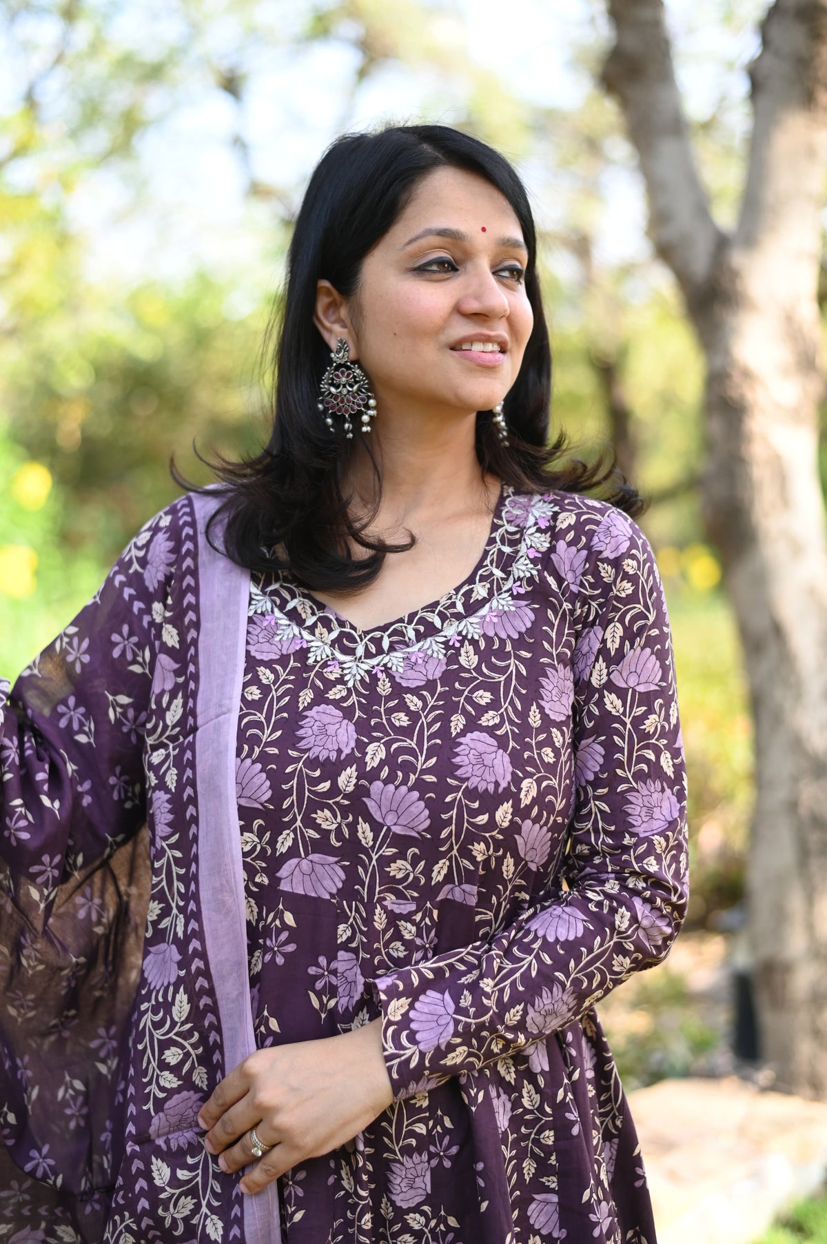 Wine Anarkali set