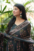 Bottle Green Anarkali set