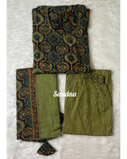 Green Ajrakh Anarkali set