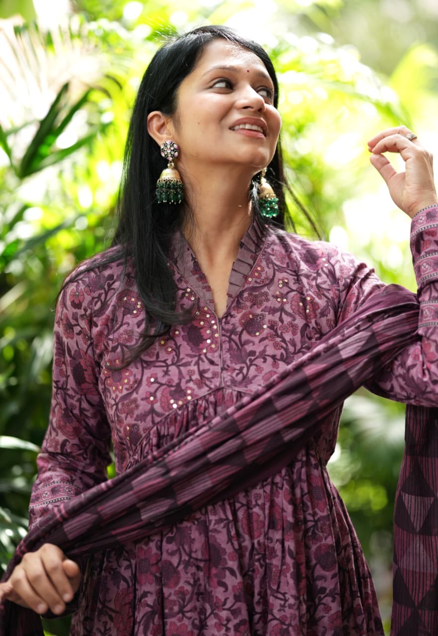 Full Sleeves Anarkali Set