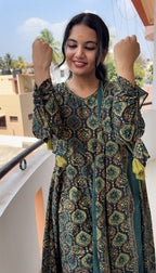 Green Ajrakh Anarkali set