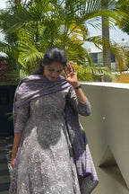 Grey lavender Anarkali Set