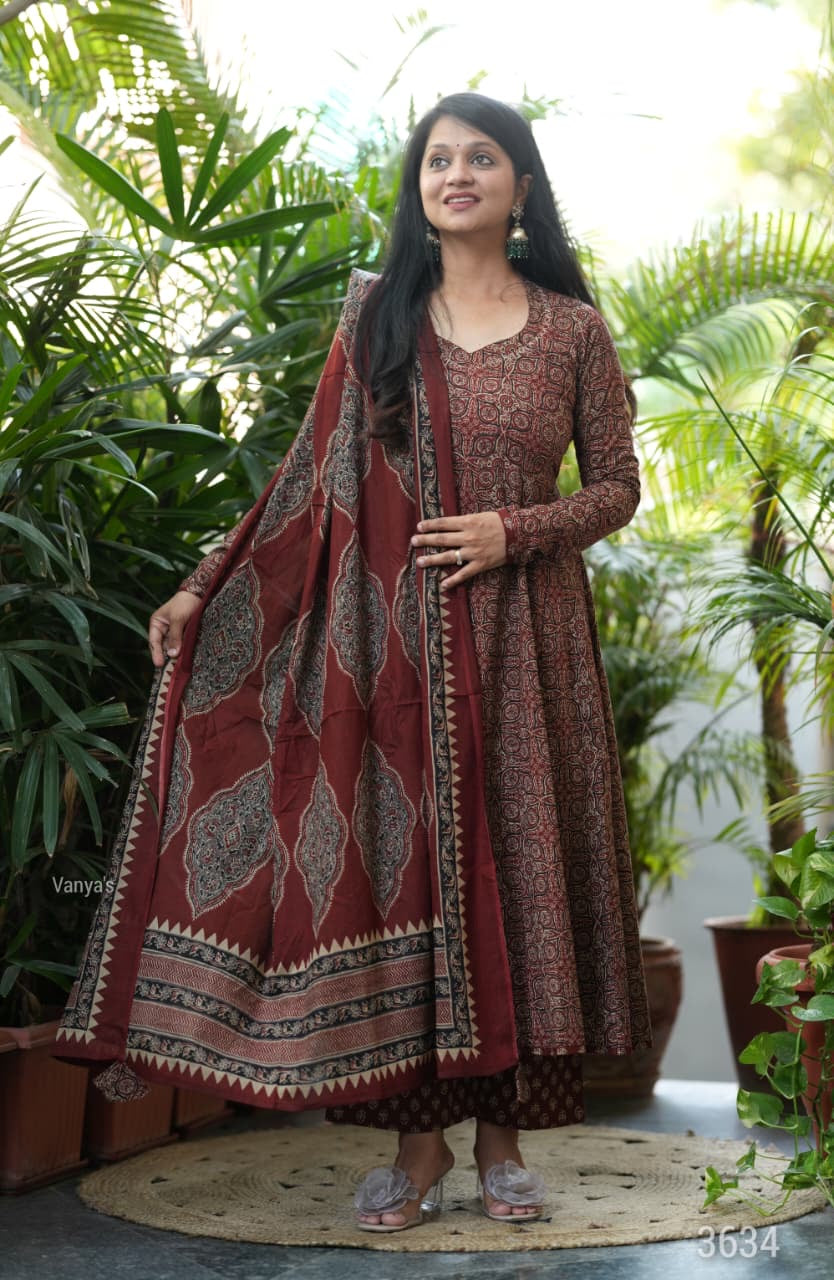 Rust Brown Anarkali Set