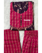 Pink Ikkat Anarkali Set