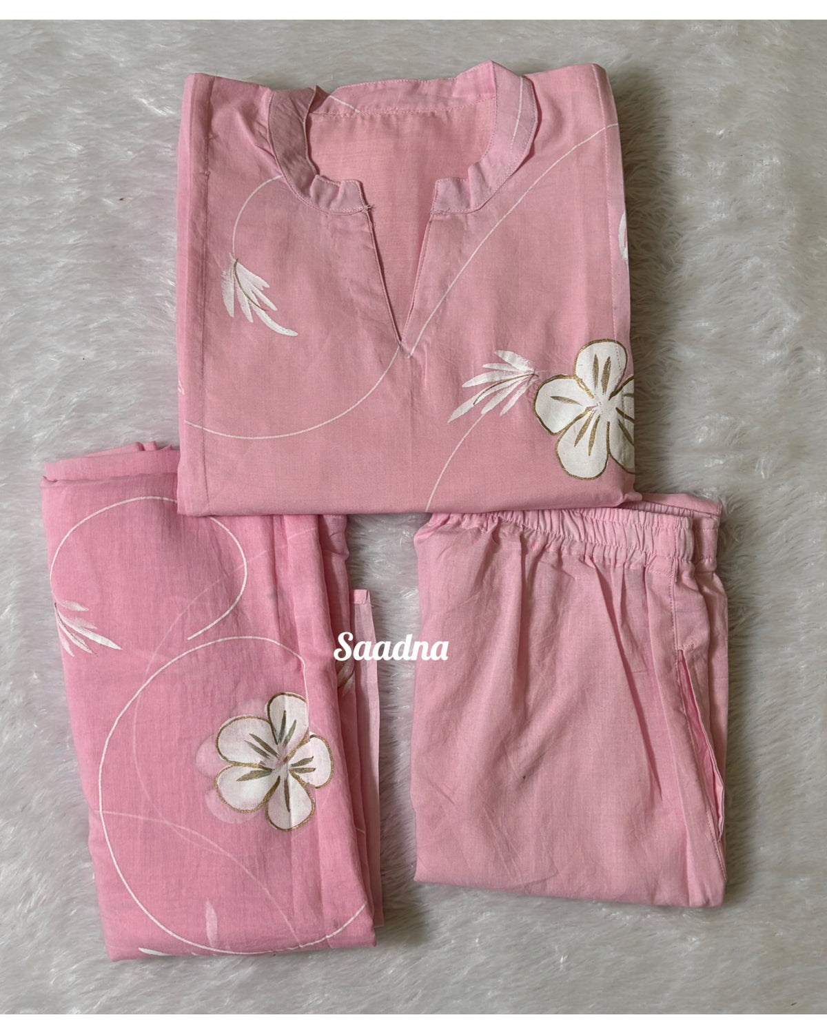 Pink hand paint Cotton Set