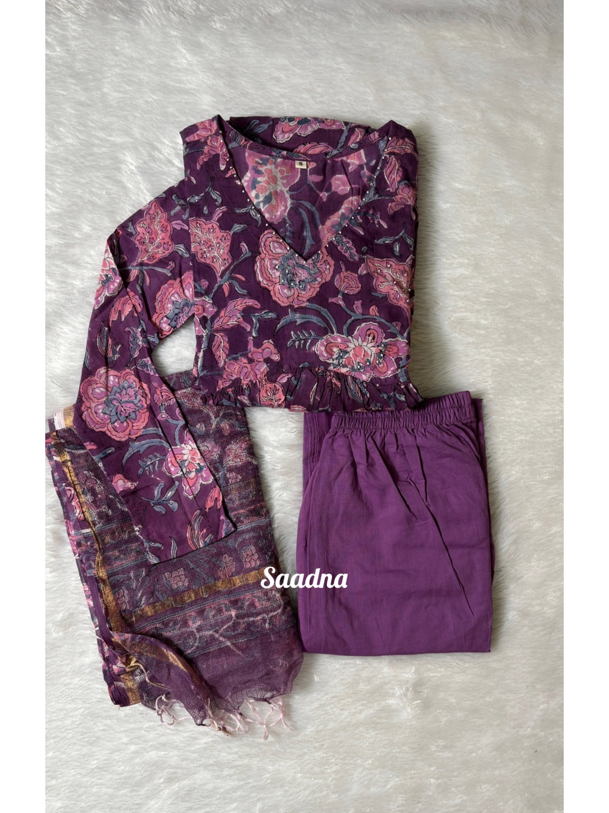 Plum Alia Cut Anarkali Set