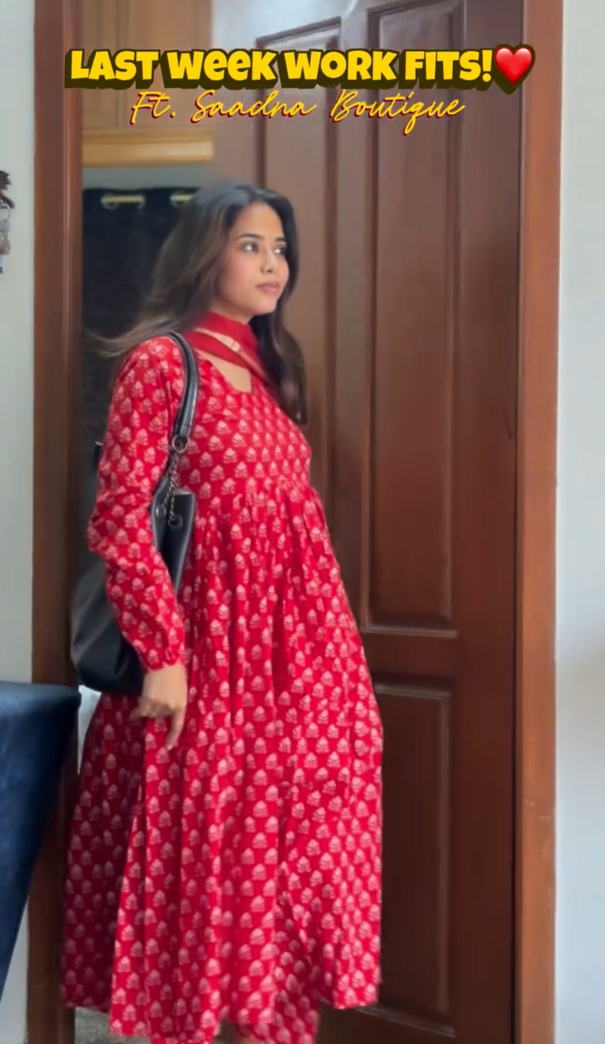 Red Anarkali set