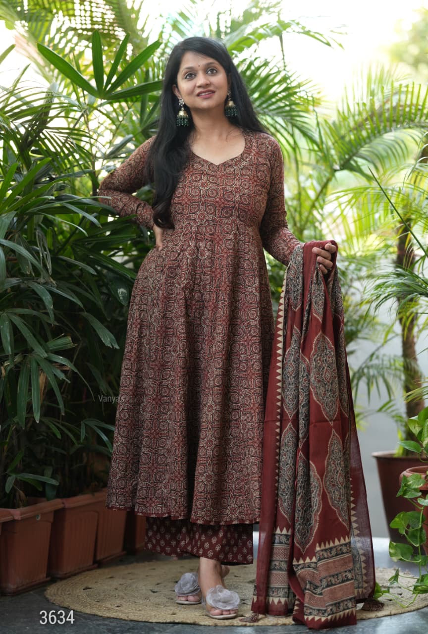 Rust Brown Anarkali Set