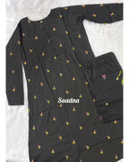 Black embroidery A line cotton Set