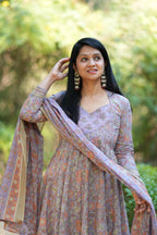 Grey lavender Anarkali set