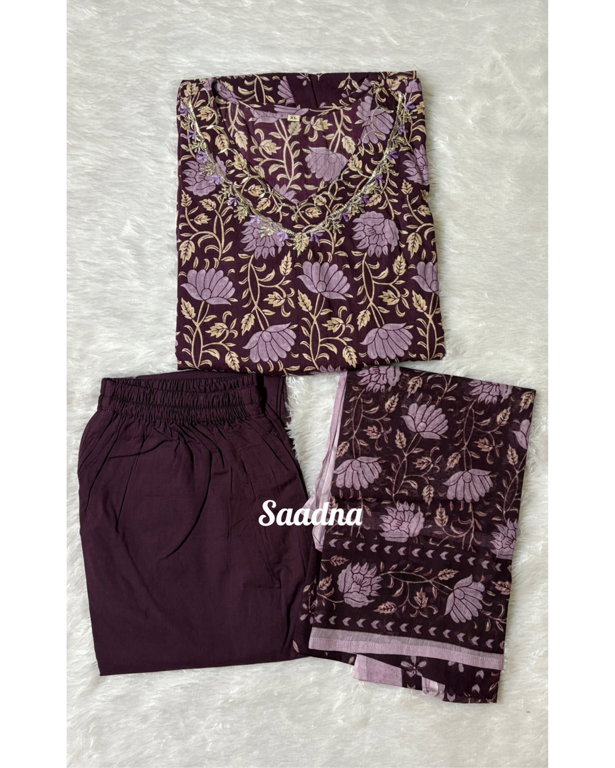 Wine Anarkali set