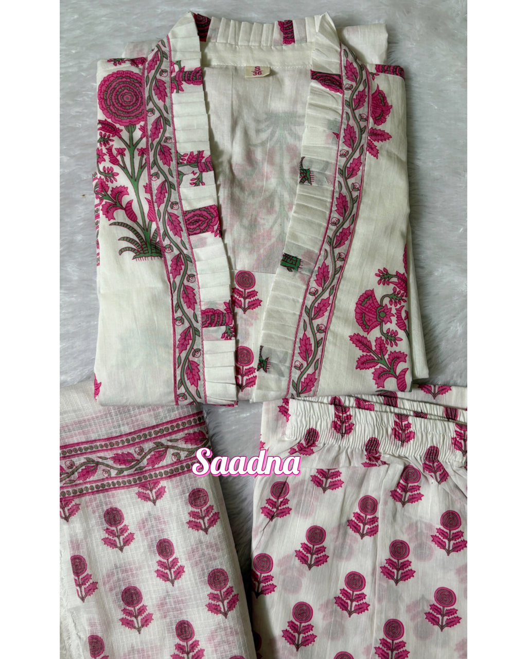White floral Anarkali set