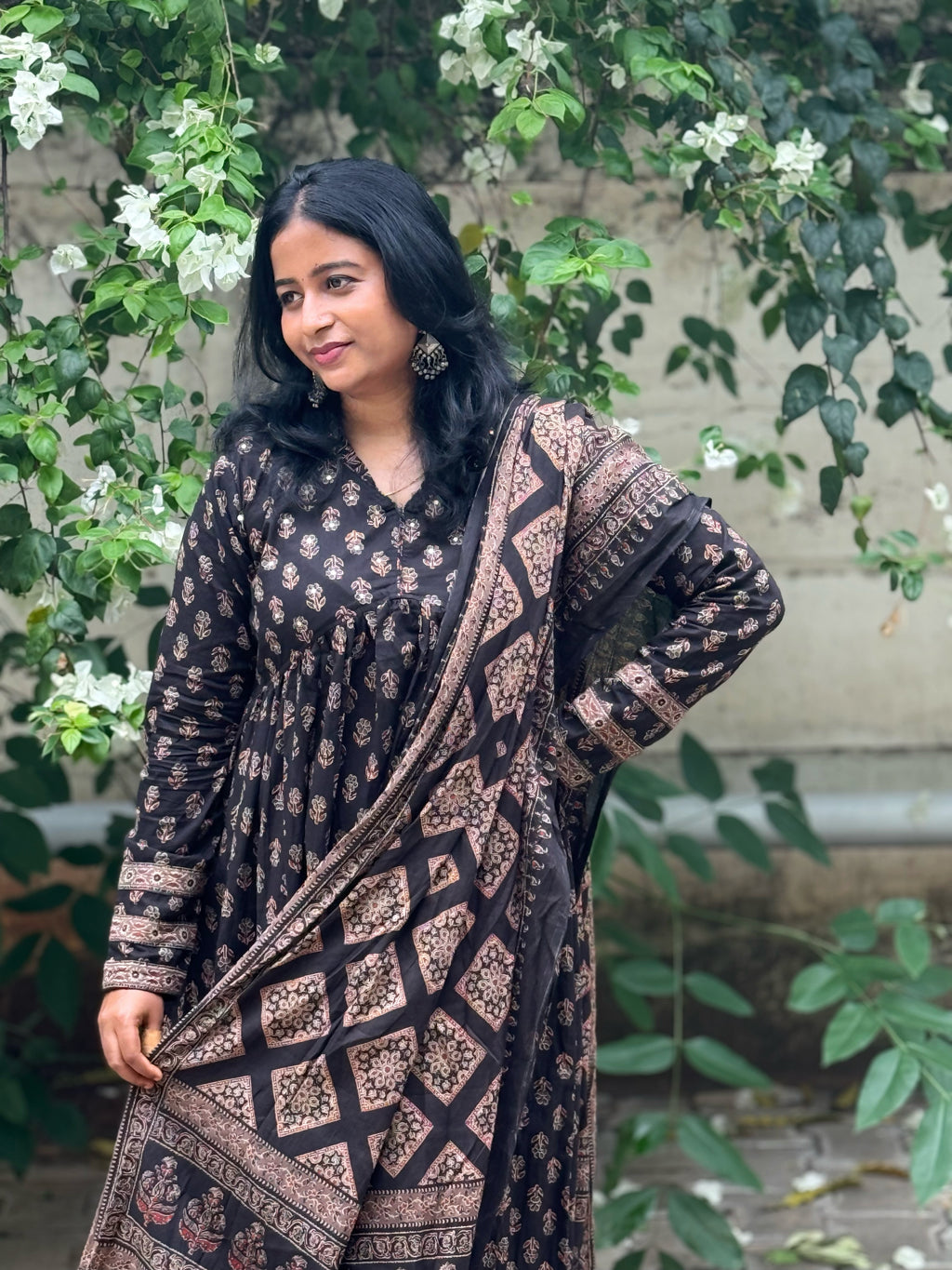 Black Alia Cut Anarkali Set