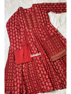 Red full sleeves Anarkali Set