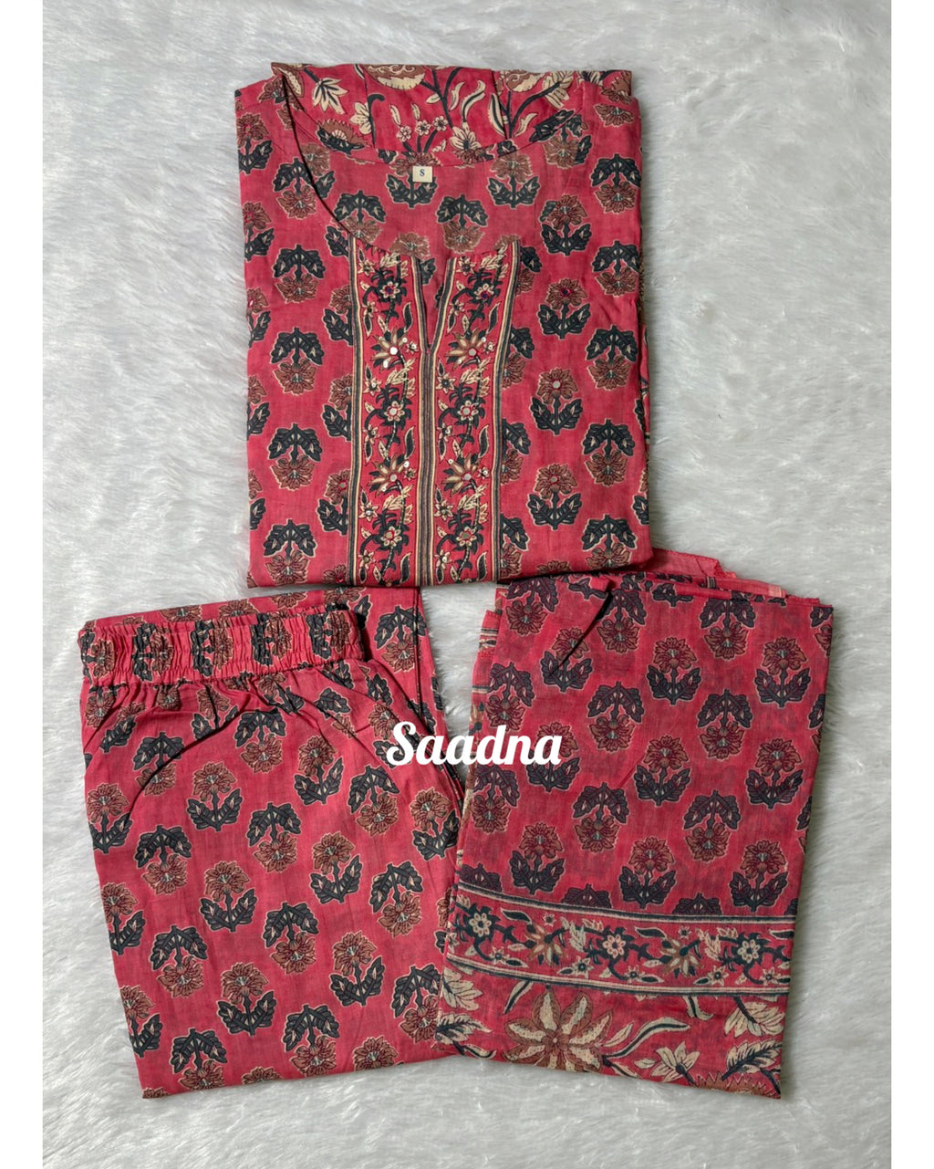 Pink cotton Anarkali set