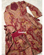 Maroon Full Sleeves Anarkali Set