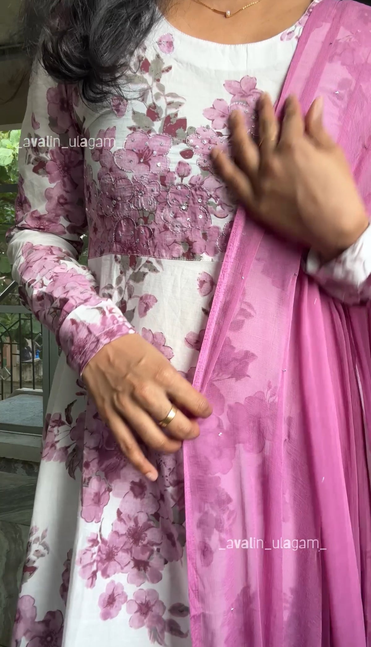 White Floral Anarkali set