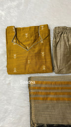 Mustard Raw Silk Doll Butta Salwar Set