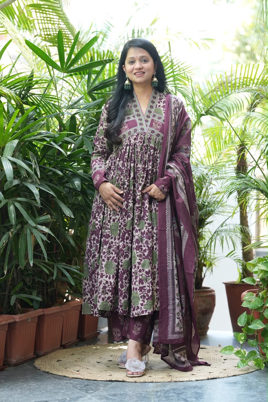 Alia cut Full Sleeves Anarkali Set