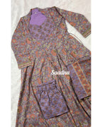 Grey lavender Anarkali set
