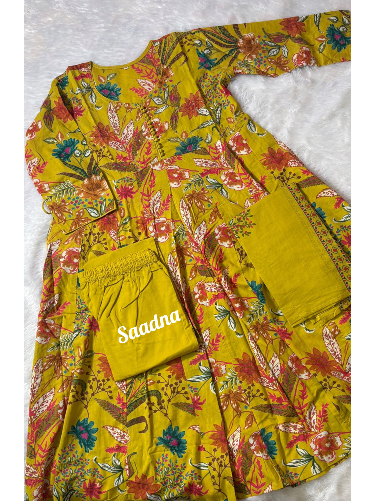 Mustard Anarkali Set