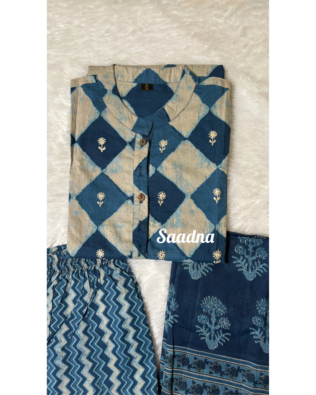 Indigo Cotton Suit Set
