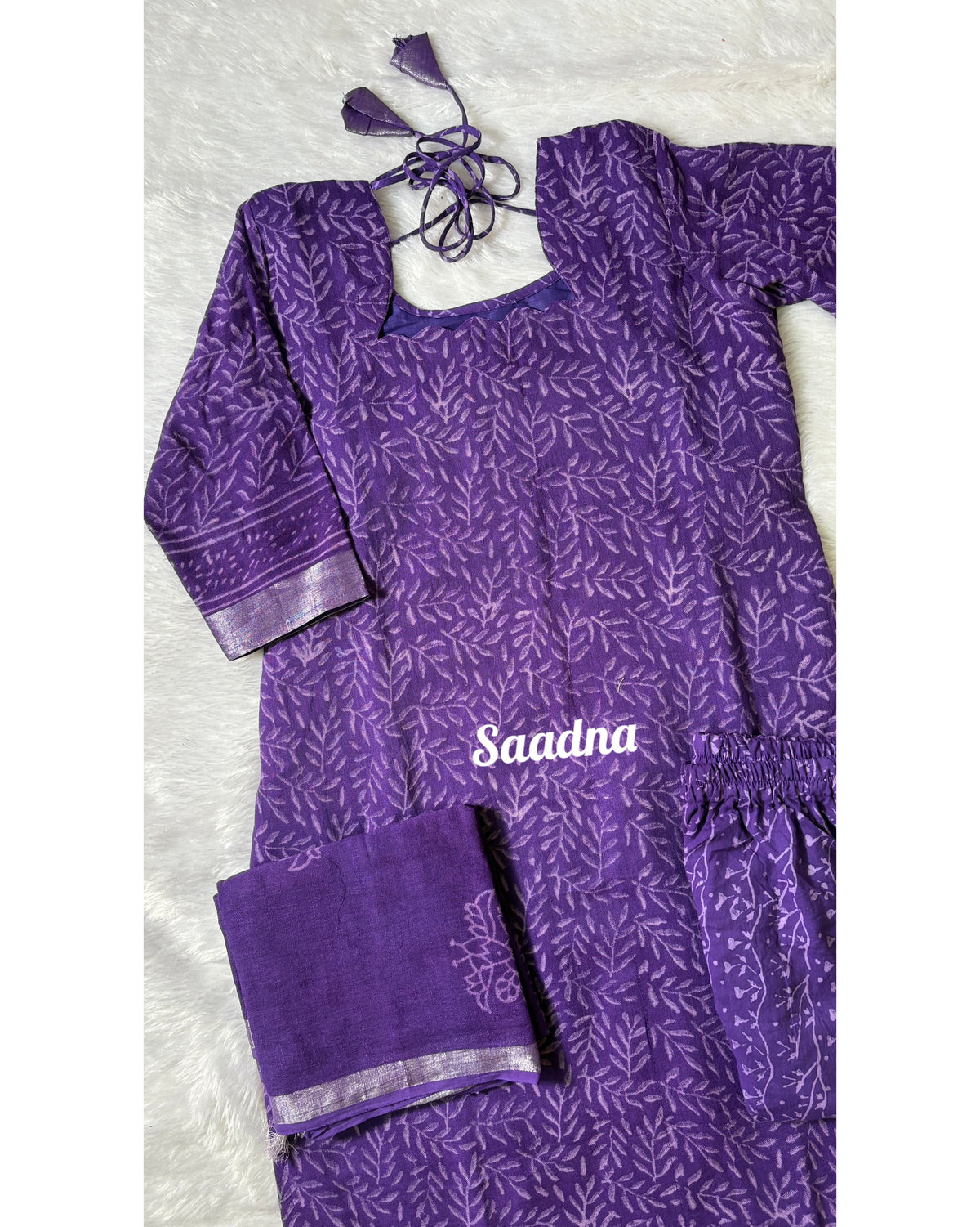 Purple Linen Salwar Set