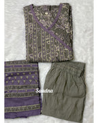 Grey lavender Anarkali Set