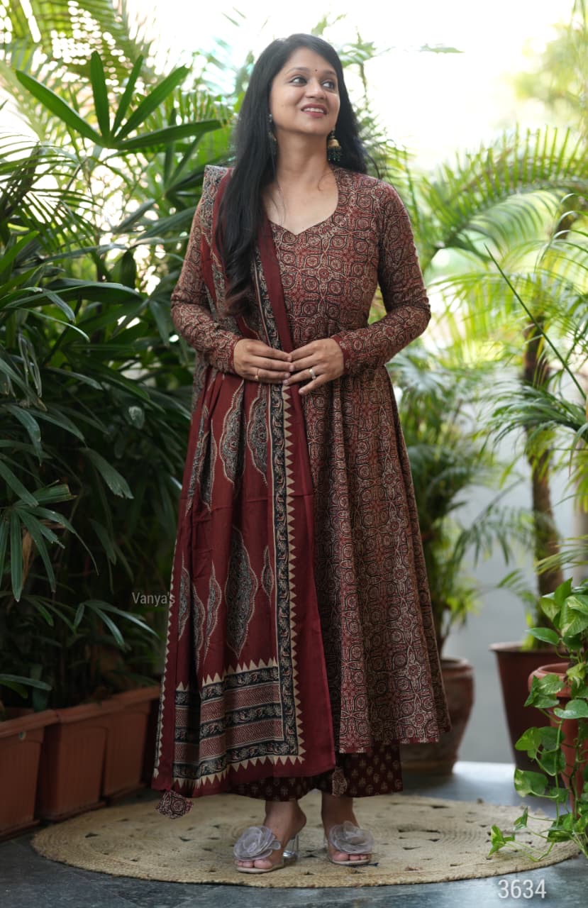 Rust Brown Anarkali Set